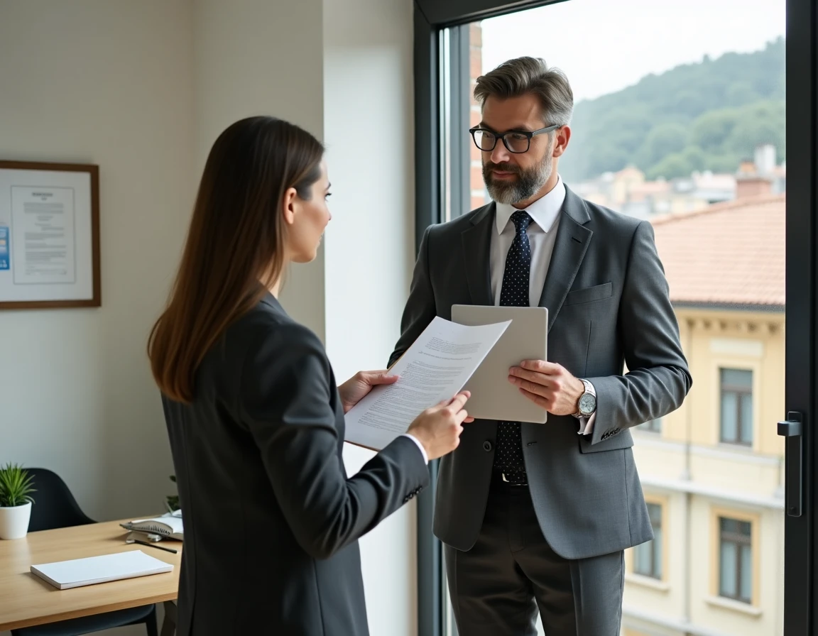 Avocat spécialisé en immobilier conseillant une cliente pour un achat d'appartement en Andorre