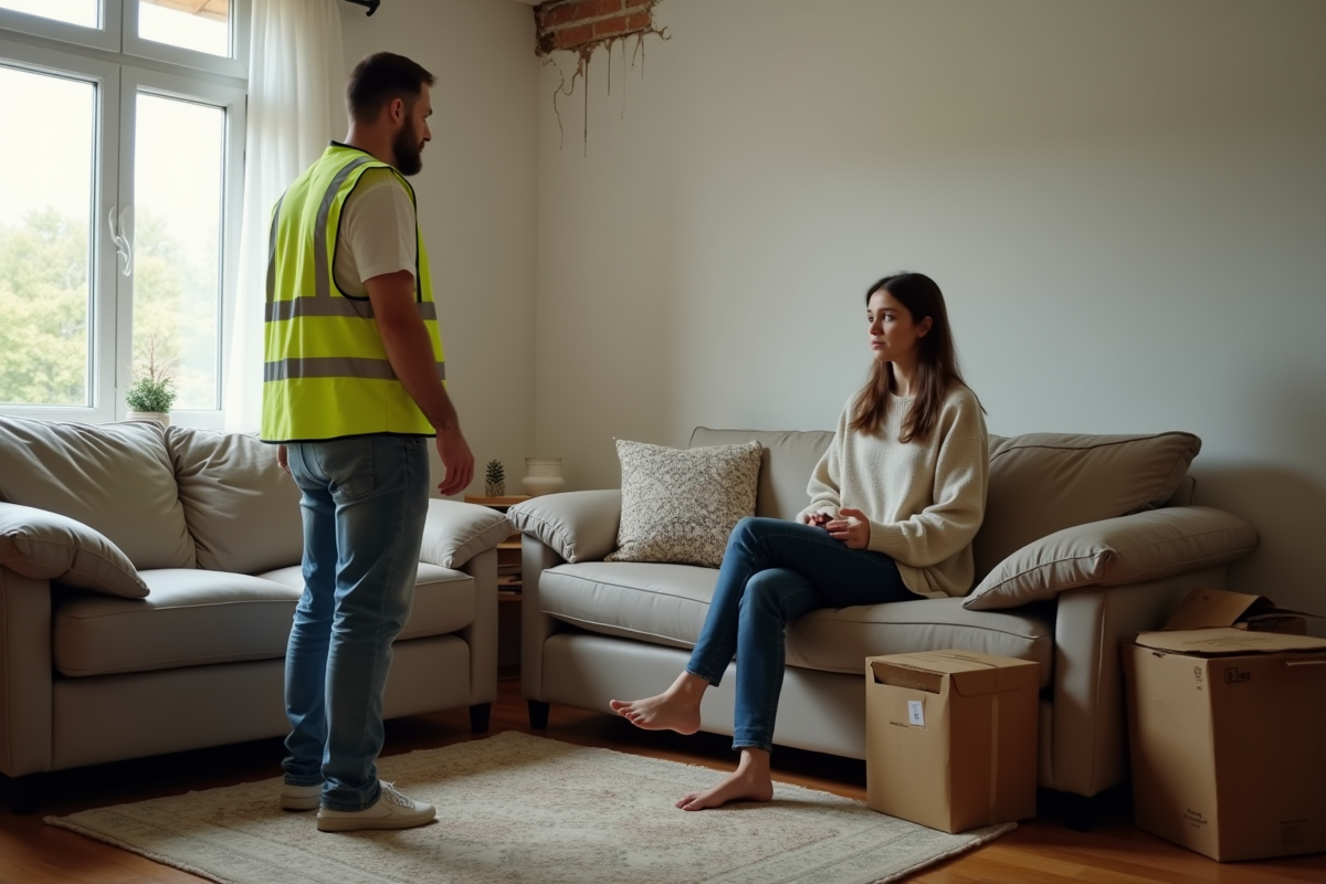 Jeune femme discutant avec un expert sur des infiltrations d