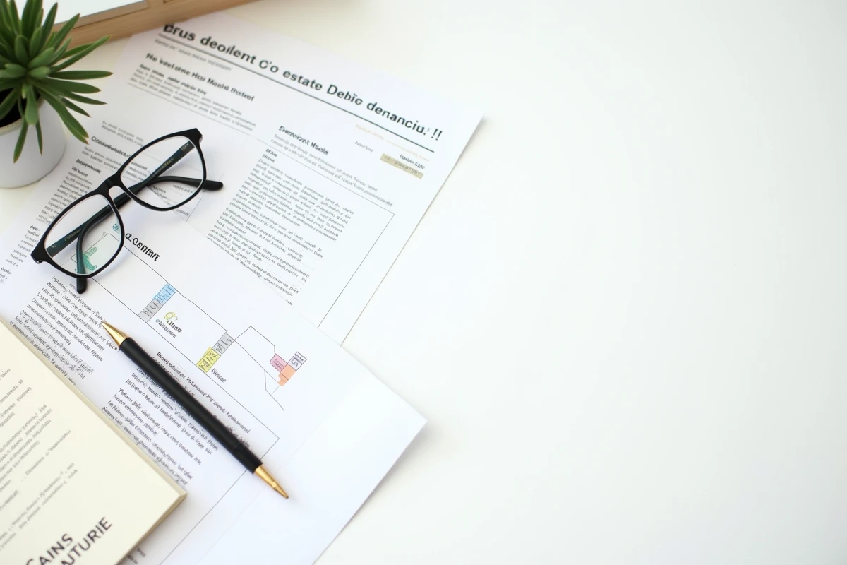 Ensemble des documents du dossier de vente ERRIAL pour une copropriété disposés sur un bureau