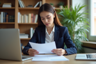 Jeune femme d'affaires en réunion dans un bureau moderne