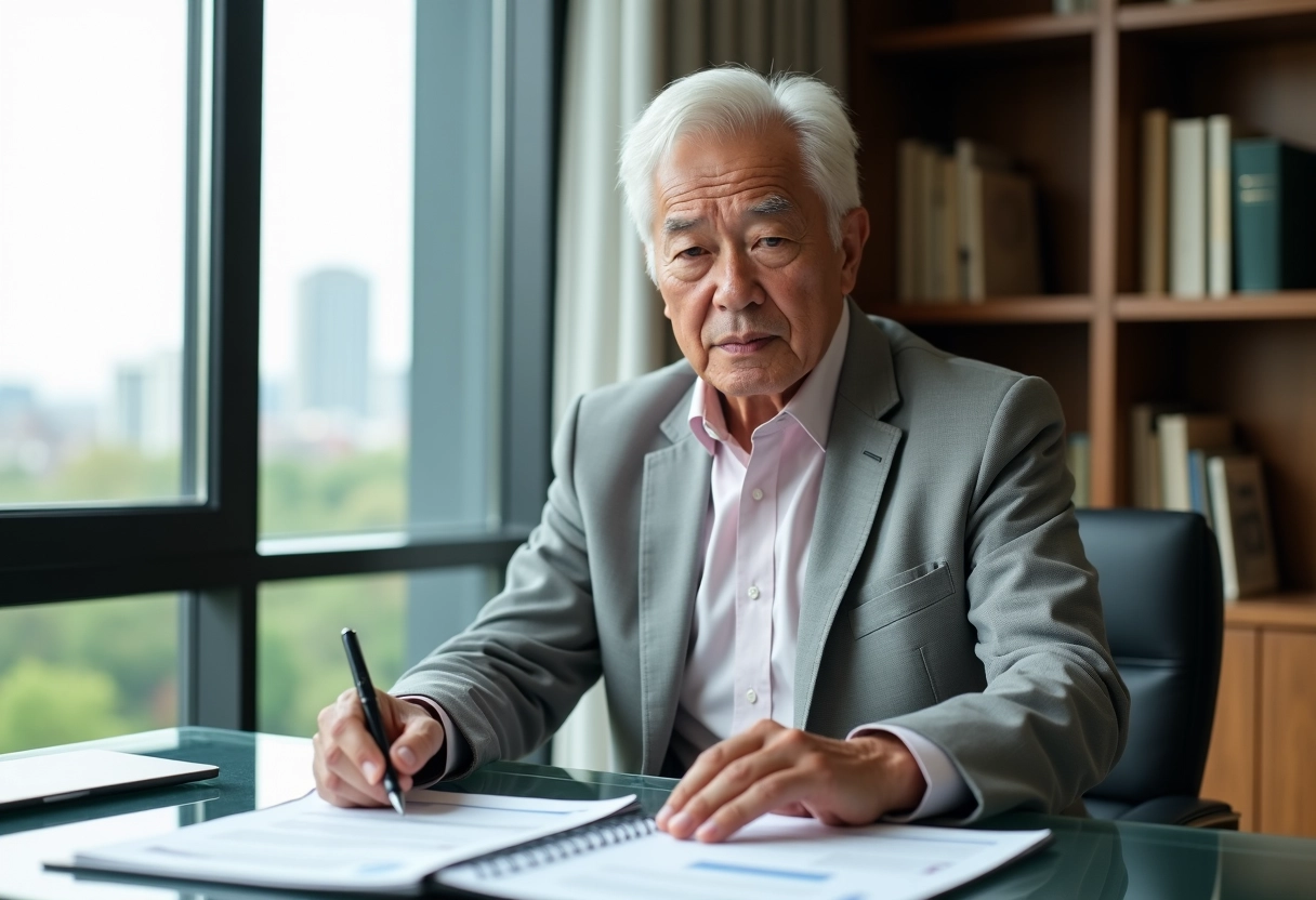 Homme âgé comparant des documents d