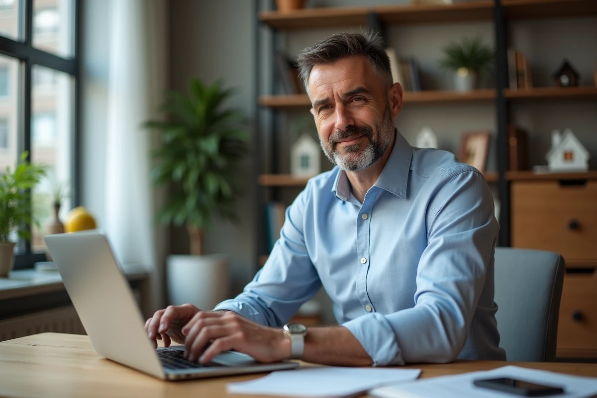 Homme d'affaires étudiant des données immobilières