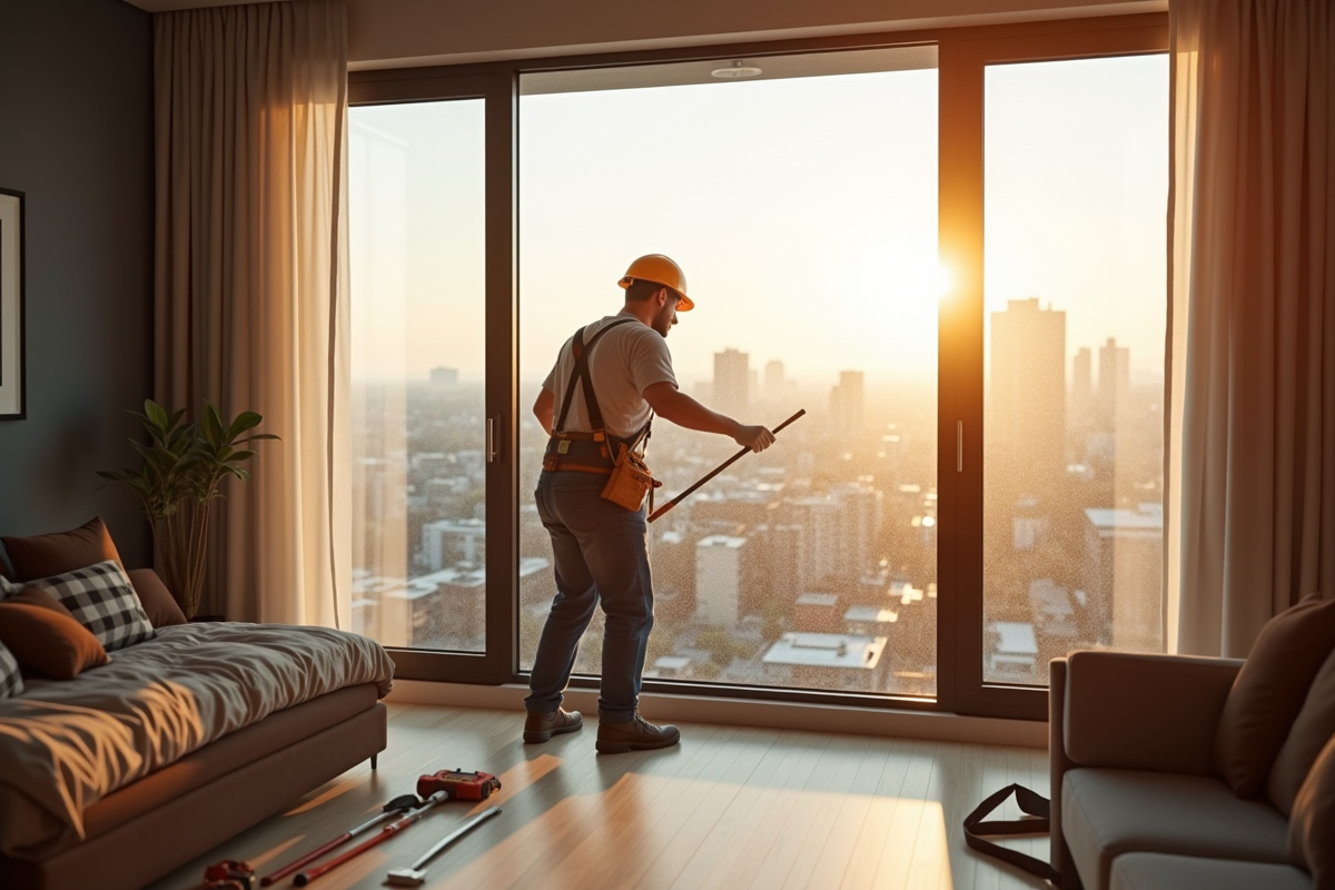 Installation de fenêtres double vitrage dans un appartement moderne