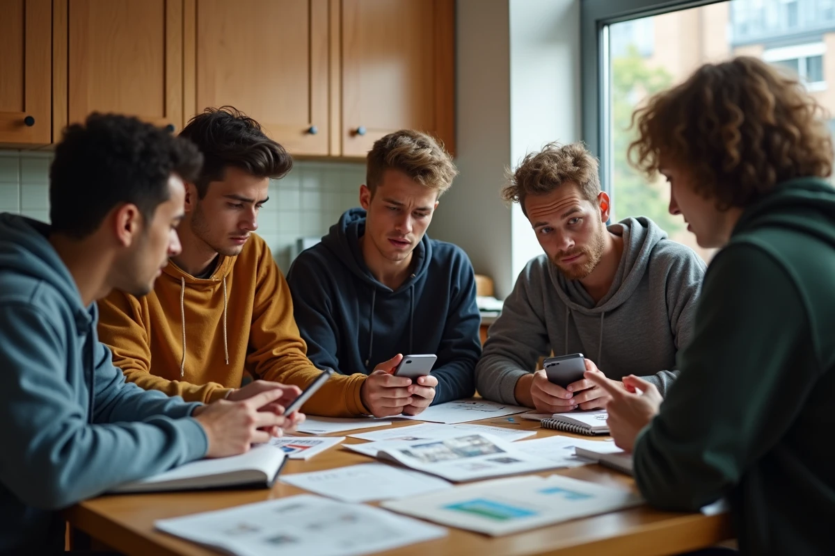 Groupe de jeunes adultes cherchant un logement ensemble