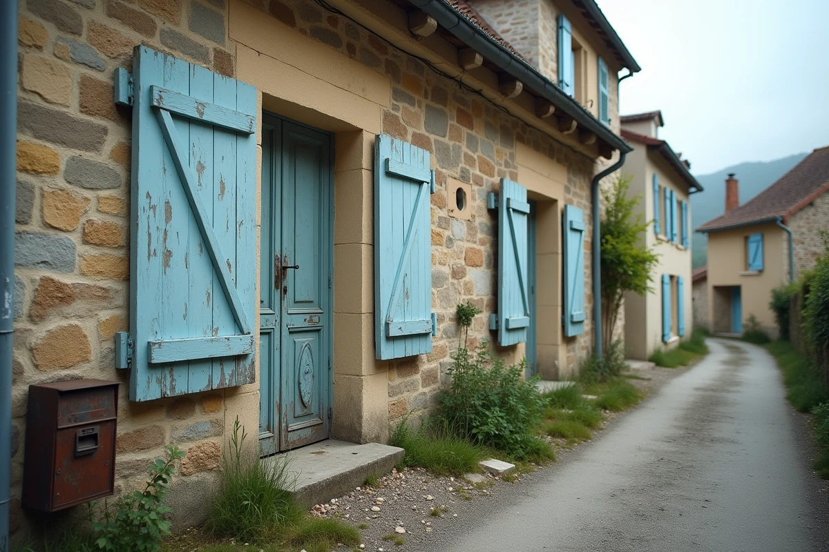 Façade d'une maison vacante fermée dans un village français illustrant la problématique des logements non occupés soumis à la taxe en 2026