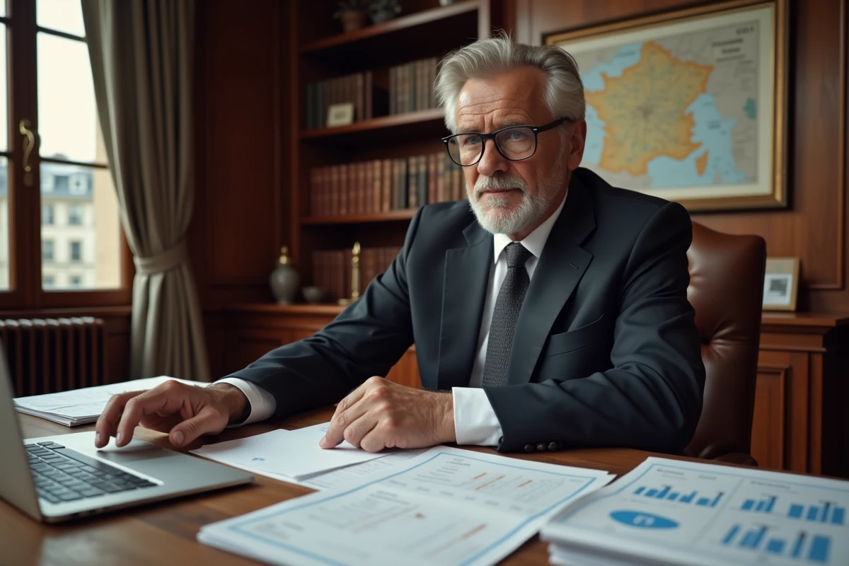 Notaire analysant des documents d'estimation pour un viager libre en Île-de-France