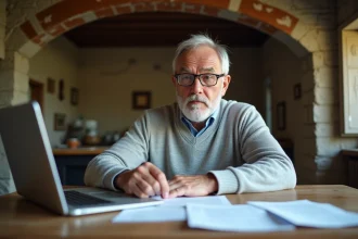 Propriétaire d'une résidence secondaire examinant des documents fiscaux relatifs à la taxe sur les logements vacants 2026