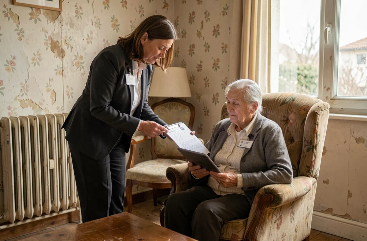 Conseillère de Soliha Centre-Val de Loire accompagnant une personne âgée dans son projet de rénovation de logement social